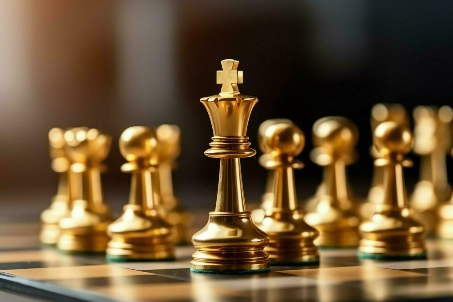 Chessboard with business strategy, tactic and competition of a chess game. Business and leadership concept by AI Generated photo