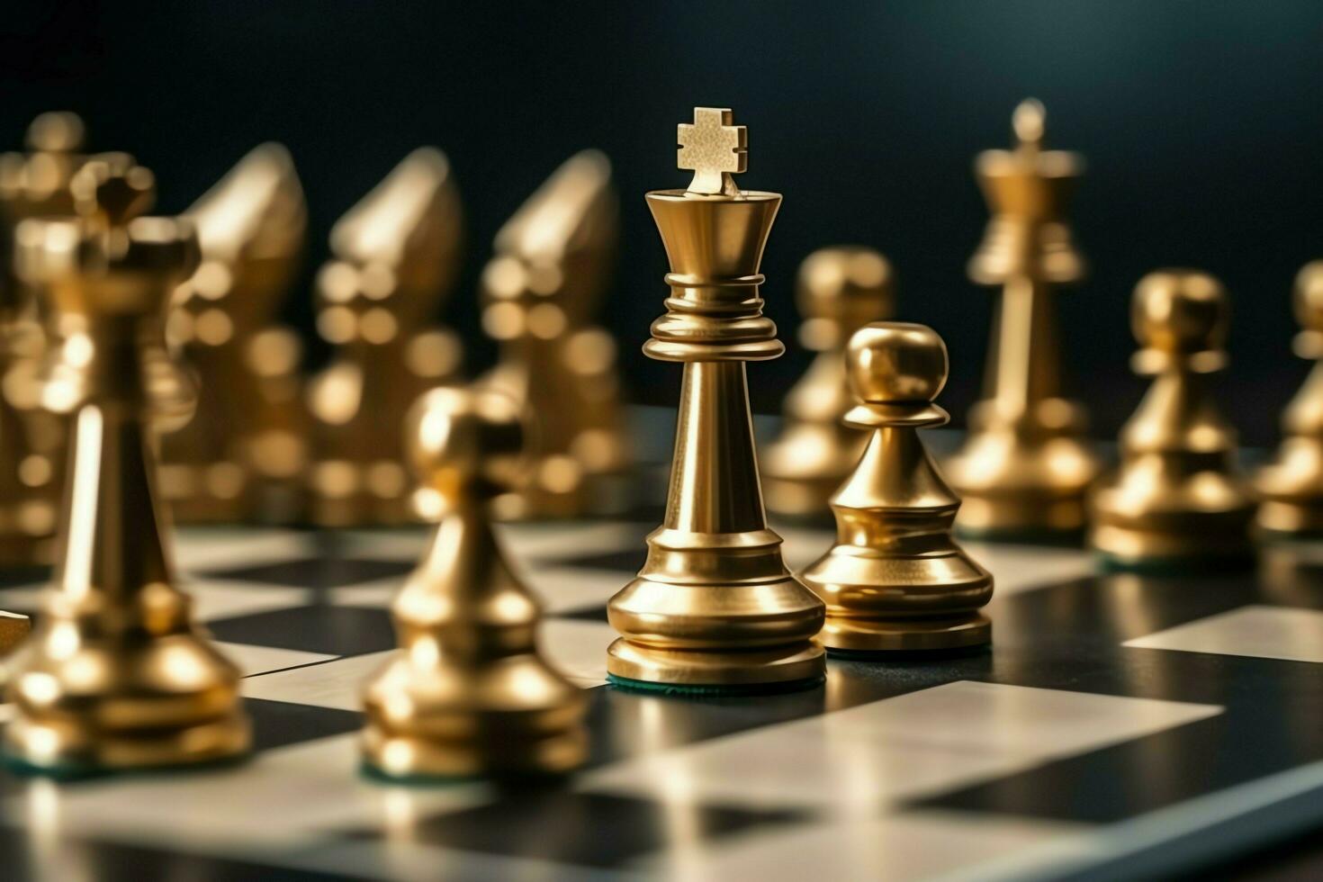 Chessboard with business strategy, tactic and competition of a chess game. Business and leadership concept by AI Generated photo