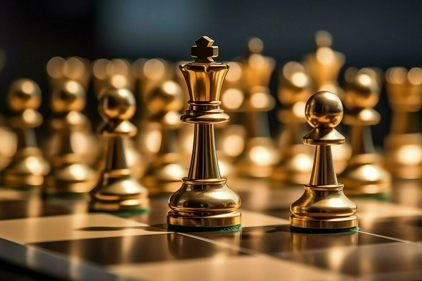 Chessboard with business strategy, tactic and competition of a chess game. Business and leadership concept by AI Generated photo