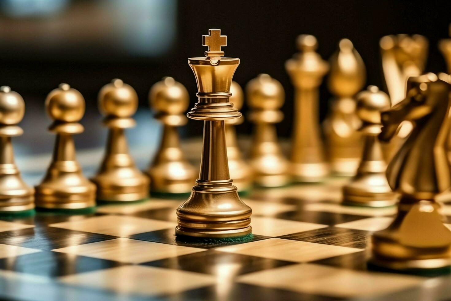 Chessboard with business strategy, tactic and competition of a chess game. Business and leadership concept by AI Generated photo