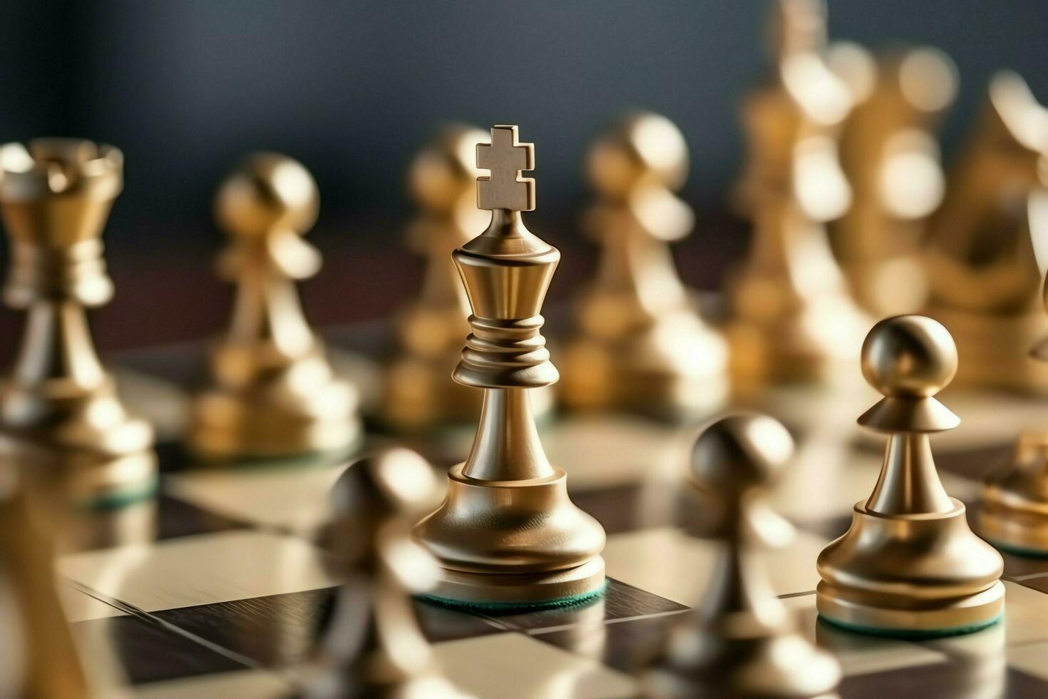Chessboard with business strategy, tactic and competition of a chess game. Business and leadership concept by AI Generated photo