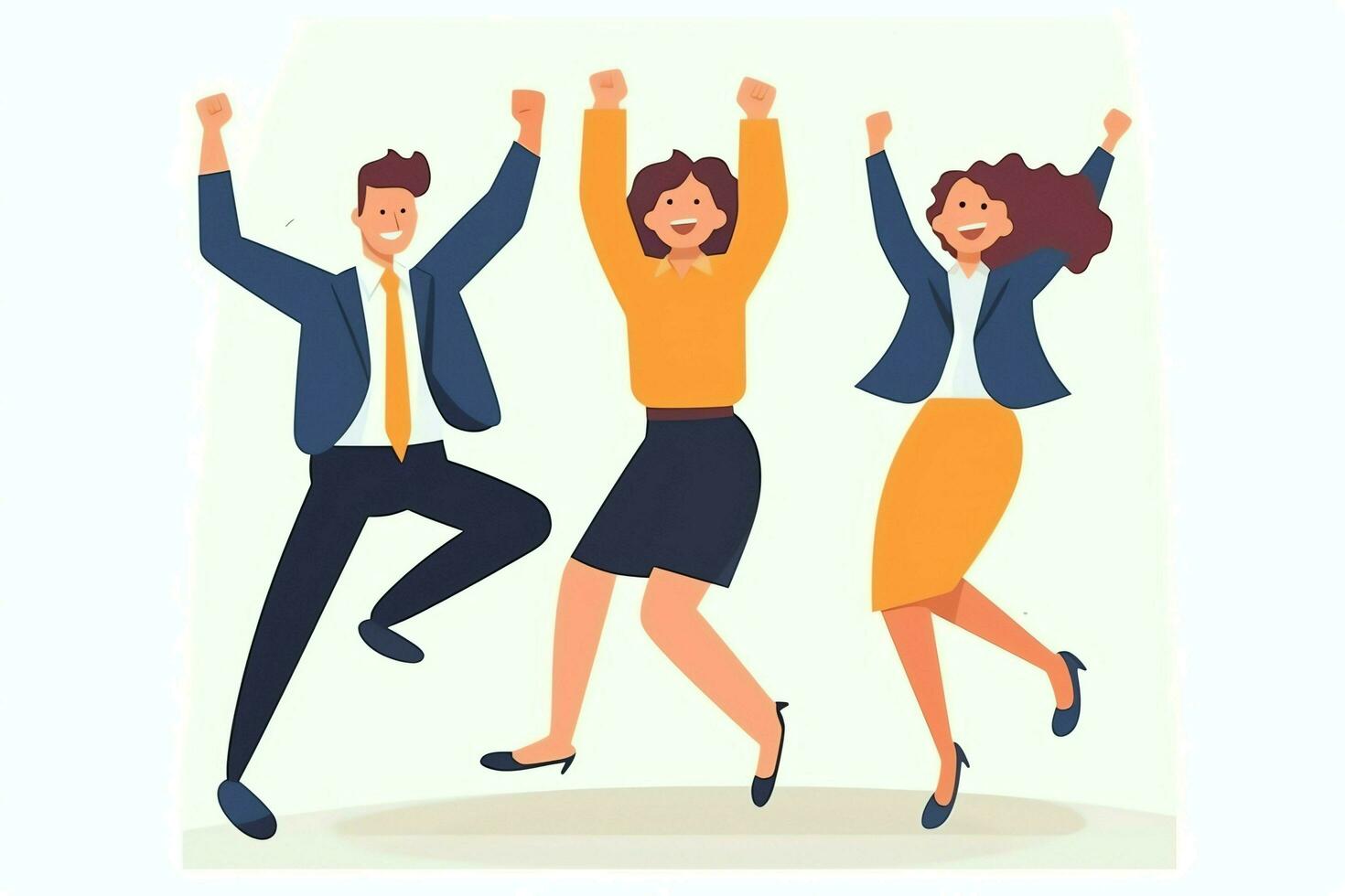 Happy people jumping and cheering celebrating victory. Succeeding winning and happy in flat cartoon concept by AI Generated photo