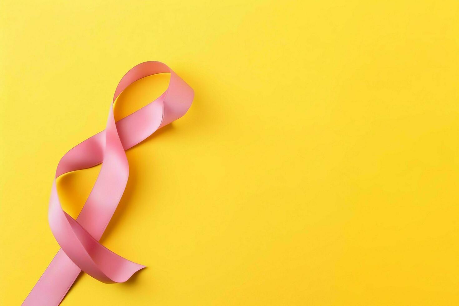 Pink or purple ribbon as breast cancer or epilepsy awareness symbol and copy space. World cancer day concept by AI Generated photo