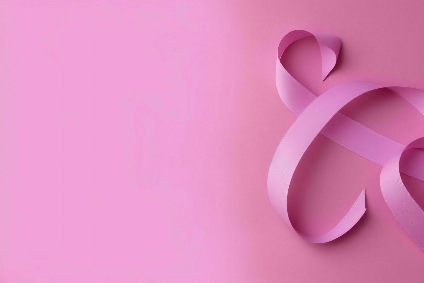 Pink or purple ribbon as breast cancer or epilepsy awareness symbol and copy space. World cancer day concept by AI Generated photo