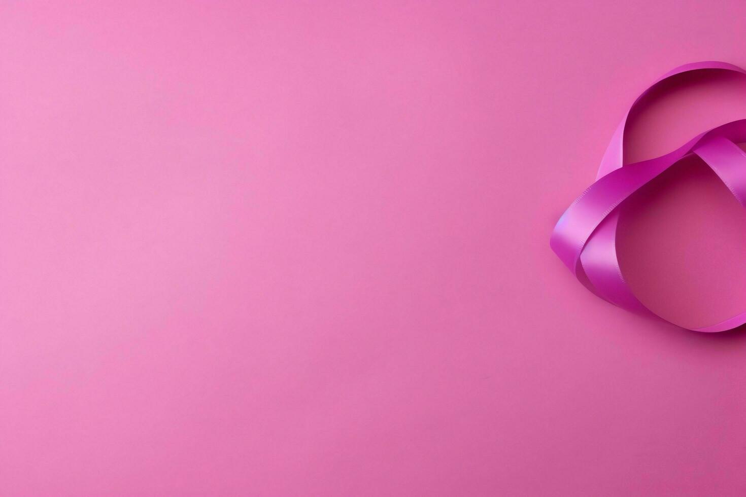 Pink or purple ribbon as breast cancer or epilepsy awareness symbol and copy space. World cancer day concept by AI Generated photo