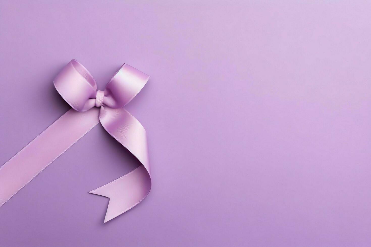 Pink or purple ribbon as breast cancer or epilepsy awareness symbol and copy space. World cancer day concept by AI Generated photo