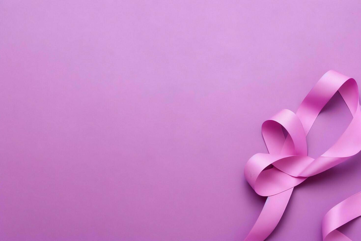 Pink or purple ribbon as breast cancer or epilepsy awareness symbol and copy space. World cancer day concept by AI Generated photo