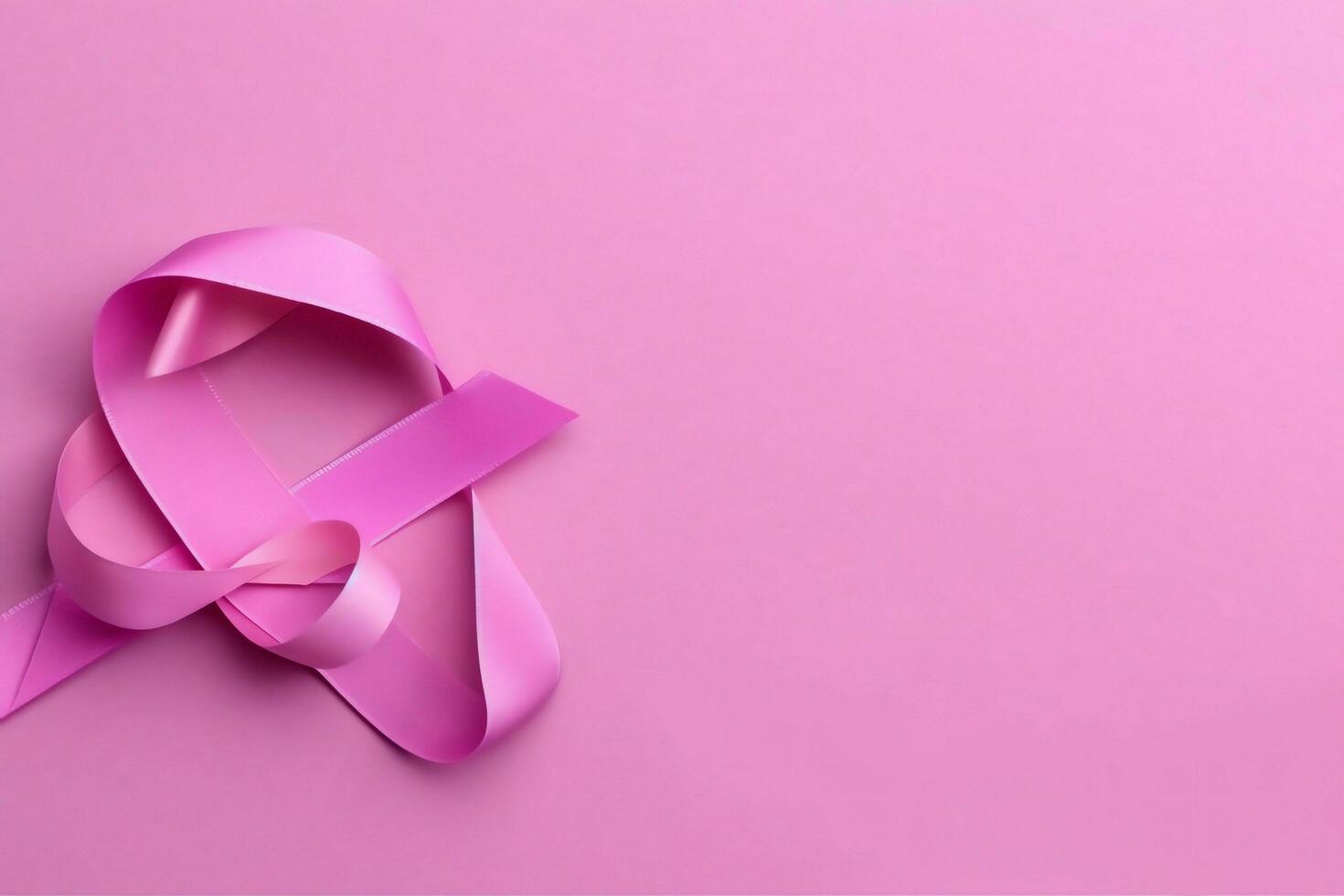 Pink or purple ribbon as breast cancer or epilepsy awareness symbol and copy space. World cancer day concept by AI Generated photo