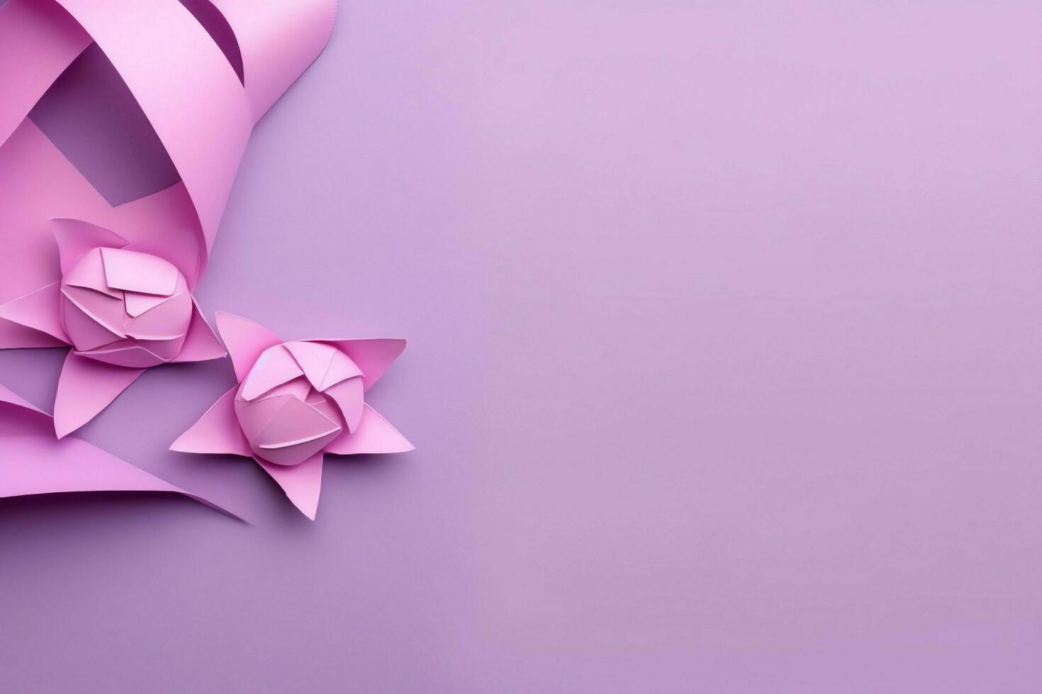 Pink or purple ribbon as breast cancer or epilepsy awareness symbol and copy space. World cancer day concept by AI Generated photo