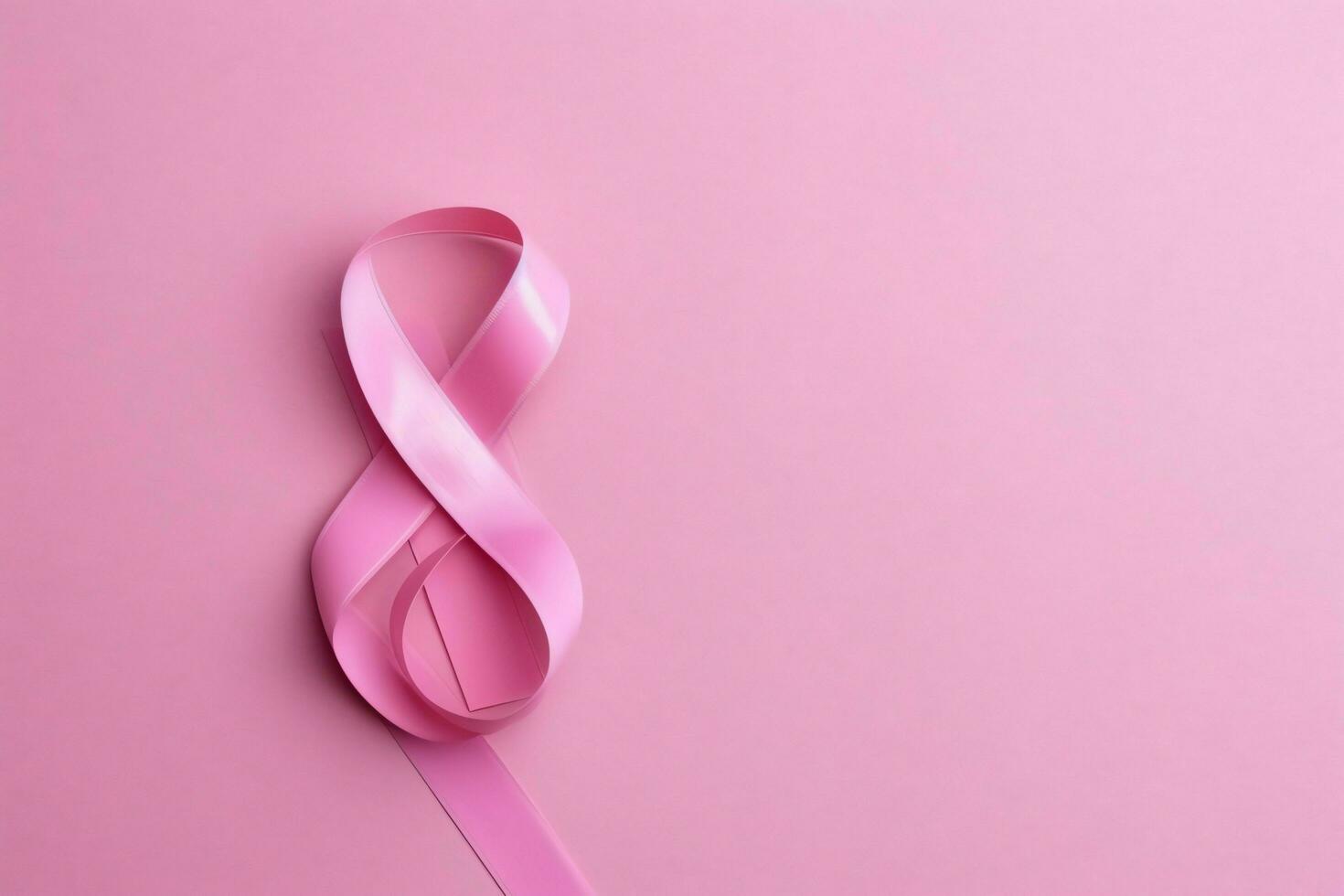 Pink or purple ribbon as breast cancer or epilepsy awareness symbol and copy space. World cancer day concept by AI Generated photo