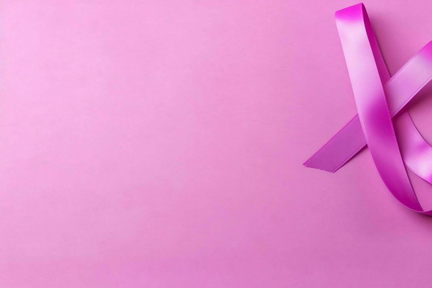 Pink or purple ribbon as breast cancer or epilepsy awareness symbol and copy space. World cancer day concept by AI Generated photo