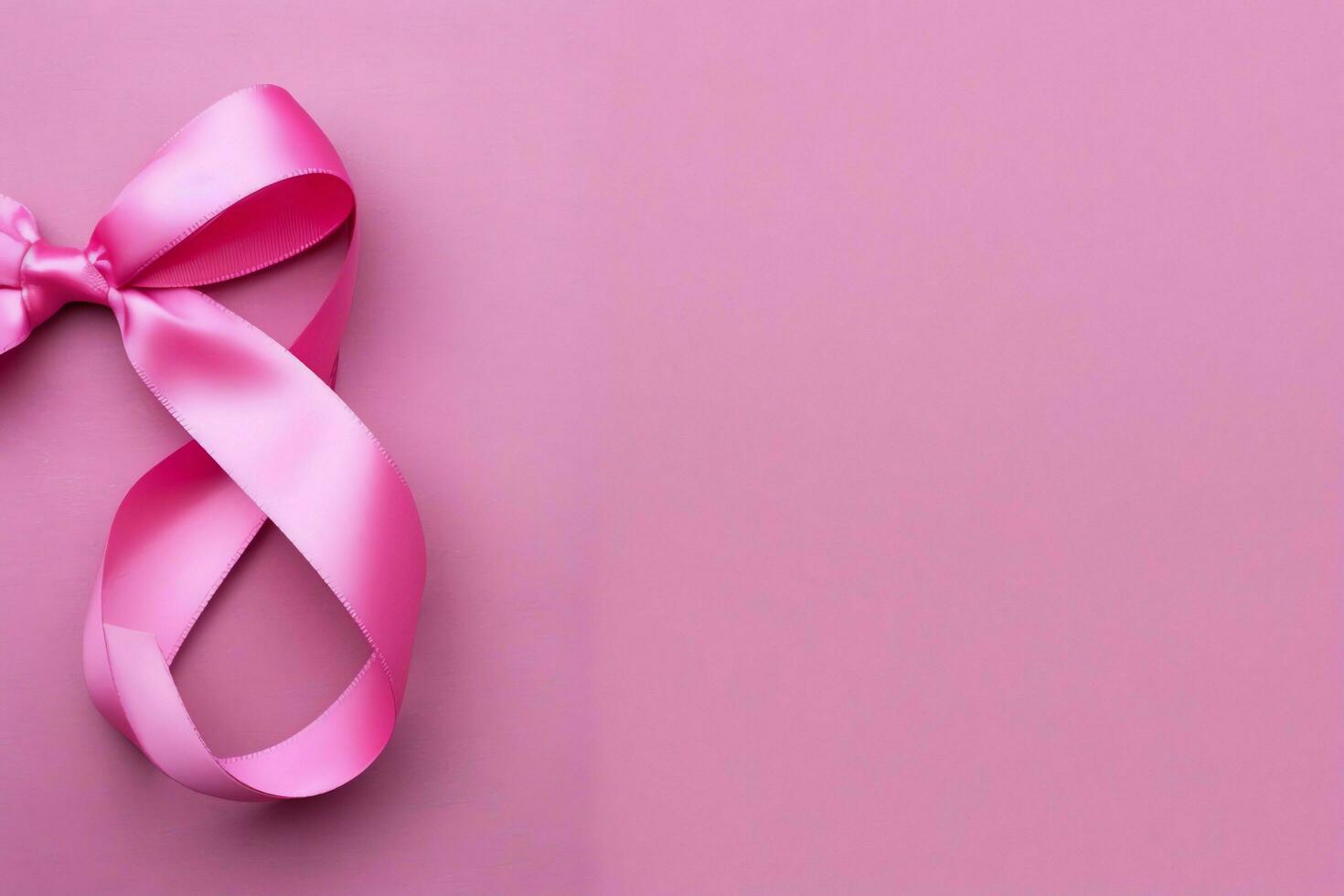 Pink or purple ribbon as breast cancer or epilepsy awareness symbol and copy space. World cancer day concept by AI Generated photo