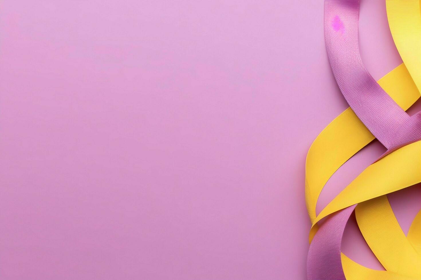Pink or purple ribbon as breast cancer or epilepsy awareness symbol and copy space. World cancer day concept by AI Generated photo