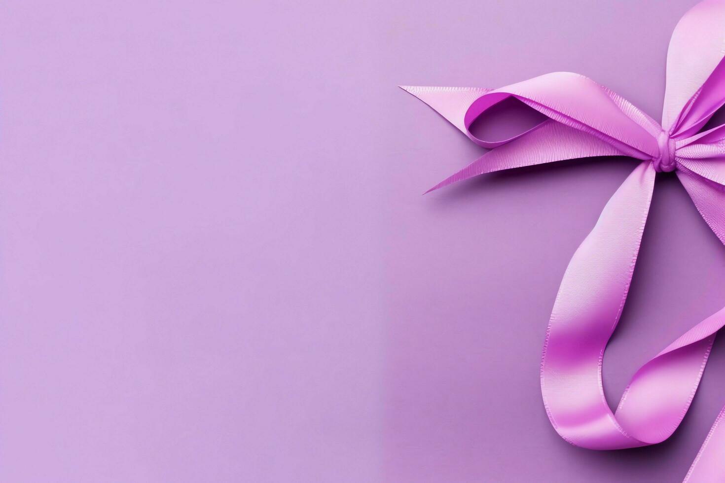 Pink or purple ribbon as breast cancer or epilepsy awareness symbol and copy space. World cancer day concept by AI Generated photo