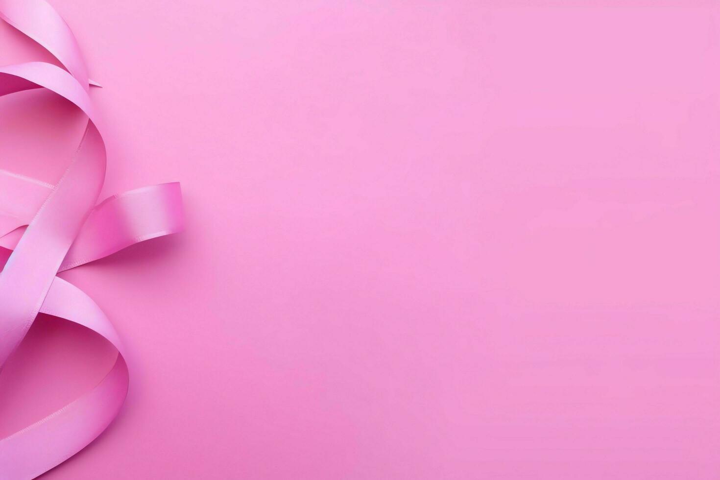 Pink or purple ribbon as breast cancer or epilepsy awareness symbol and copy space. World cancer day concept by AI Generated photo