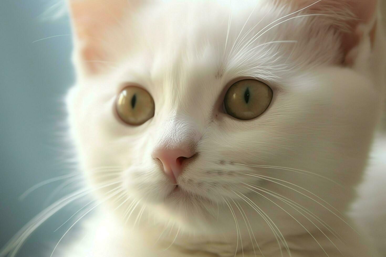 Cute small fluffy kitten with beautiful eyes is sitting or resting. British shorthair. Cat day concept by AI Generated photo