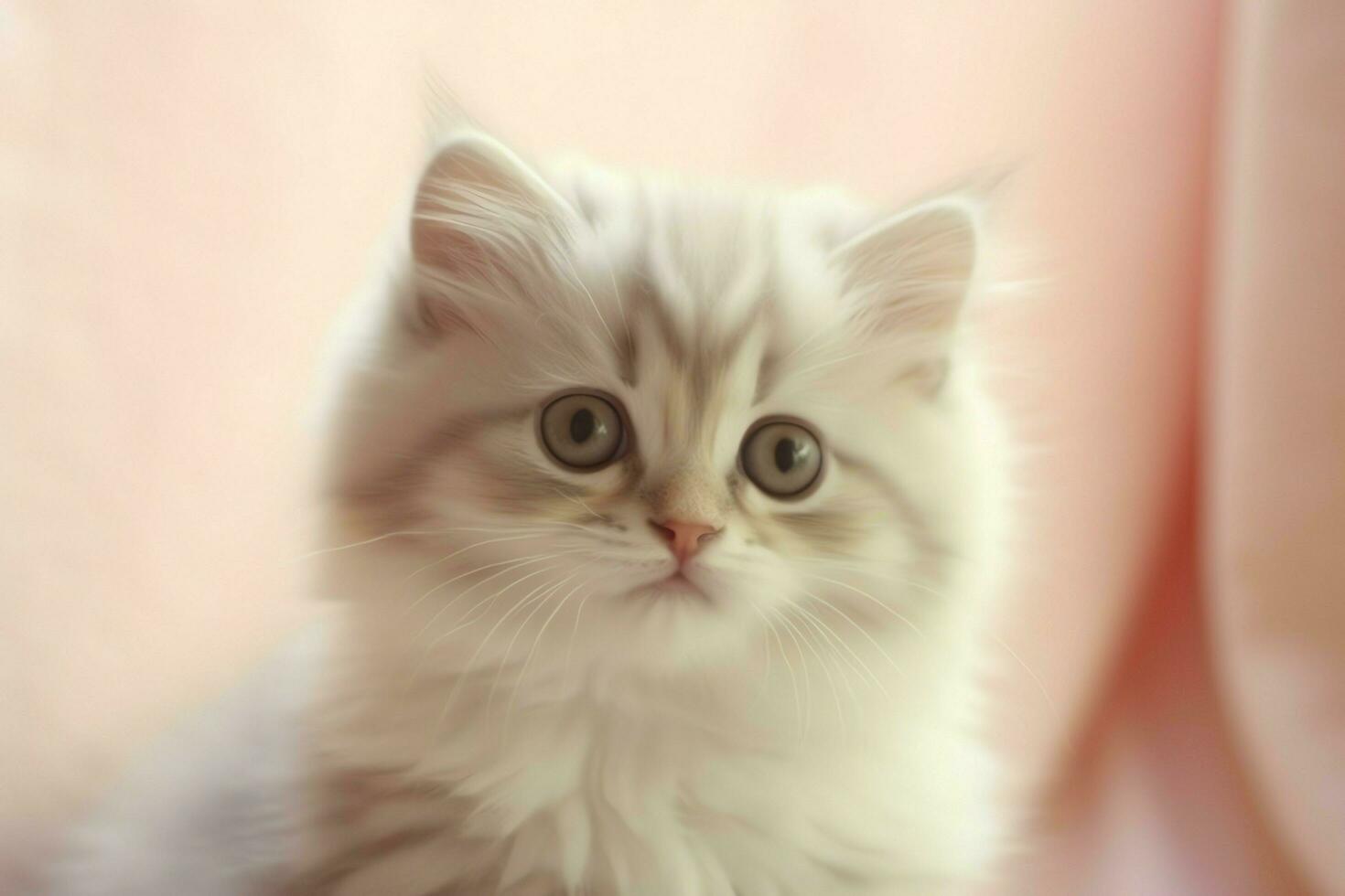Cute small fluffy kitten with beautiful eyes is sitting or resting. British shorthair. Cat day concept by AI Generated photo