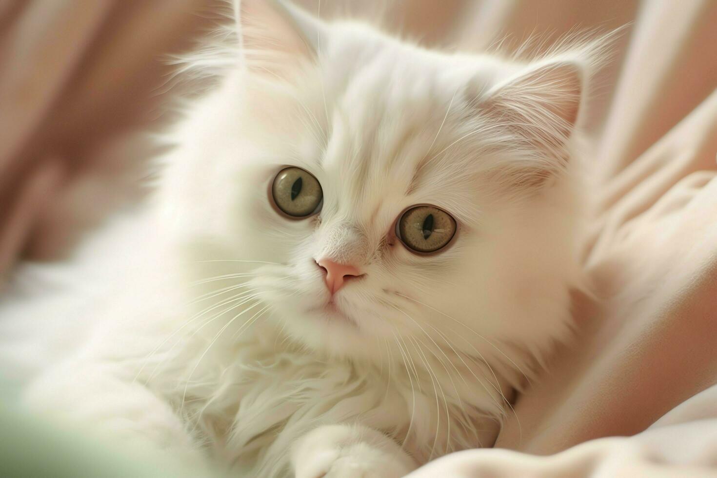 Cute small fluffy kitten with beautiful eyes is sitting or resting. British shorthair. Cat day concept by AI Generated photo