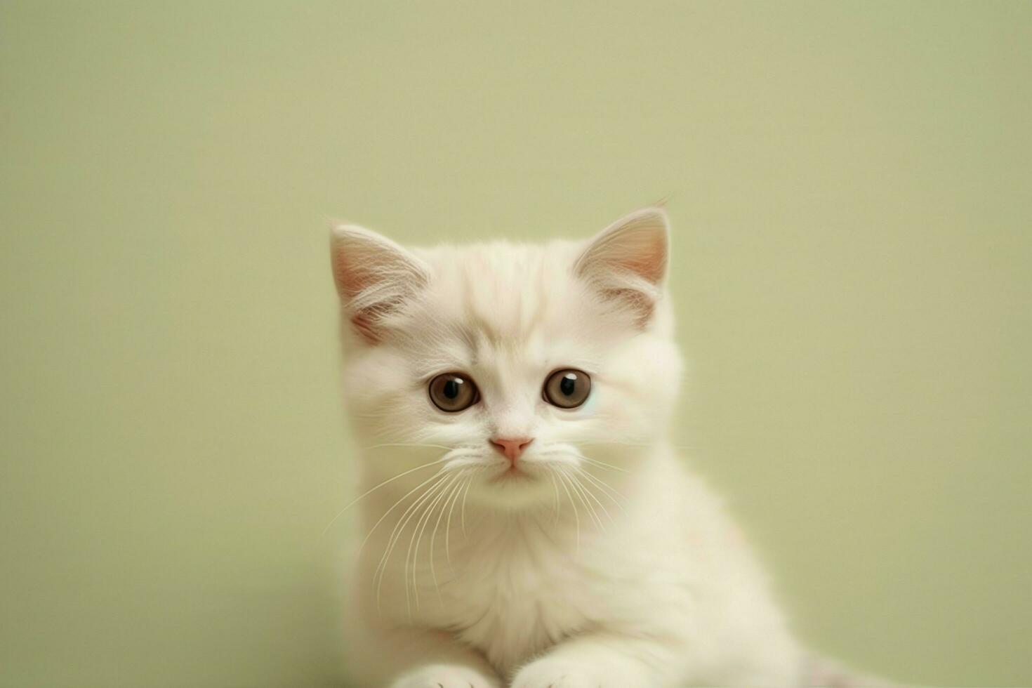 Cute small fluffy kitten with beautiful eyes is sitting or resting. British shorthair. Cat day concept by AI Generated photo