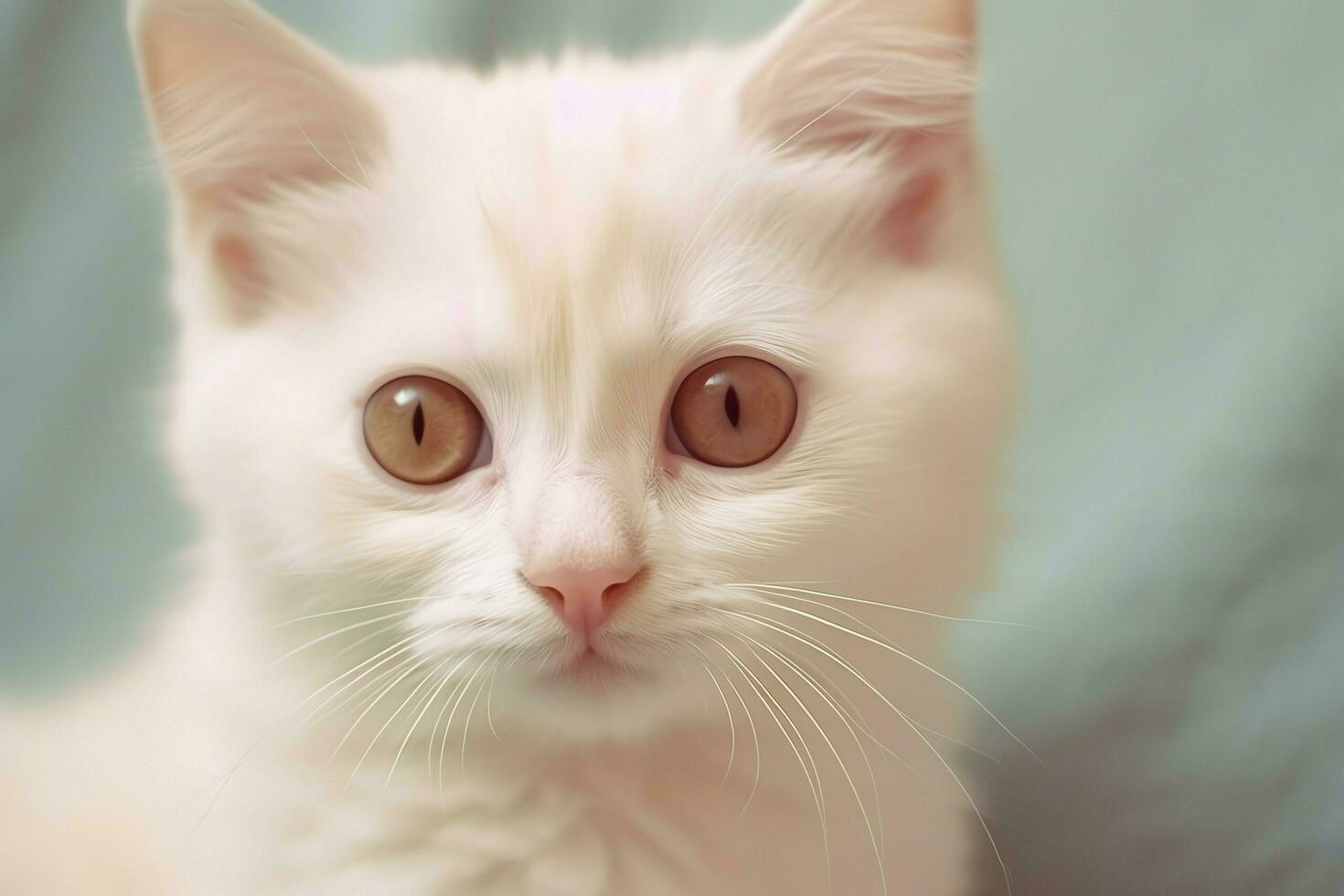Cute small fluffy kitten with beautiful eyes is sitting or resting. British shorthair. Cat day concept by AI Generated photo