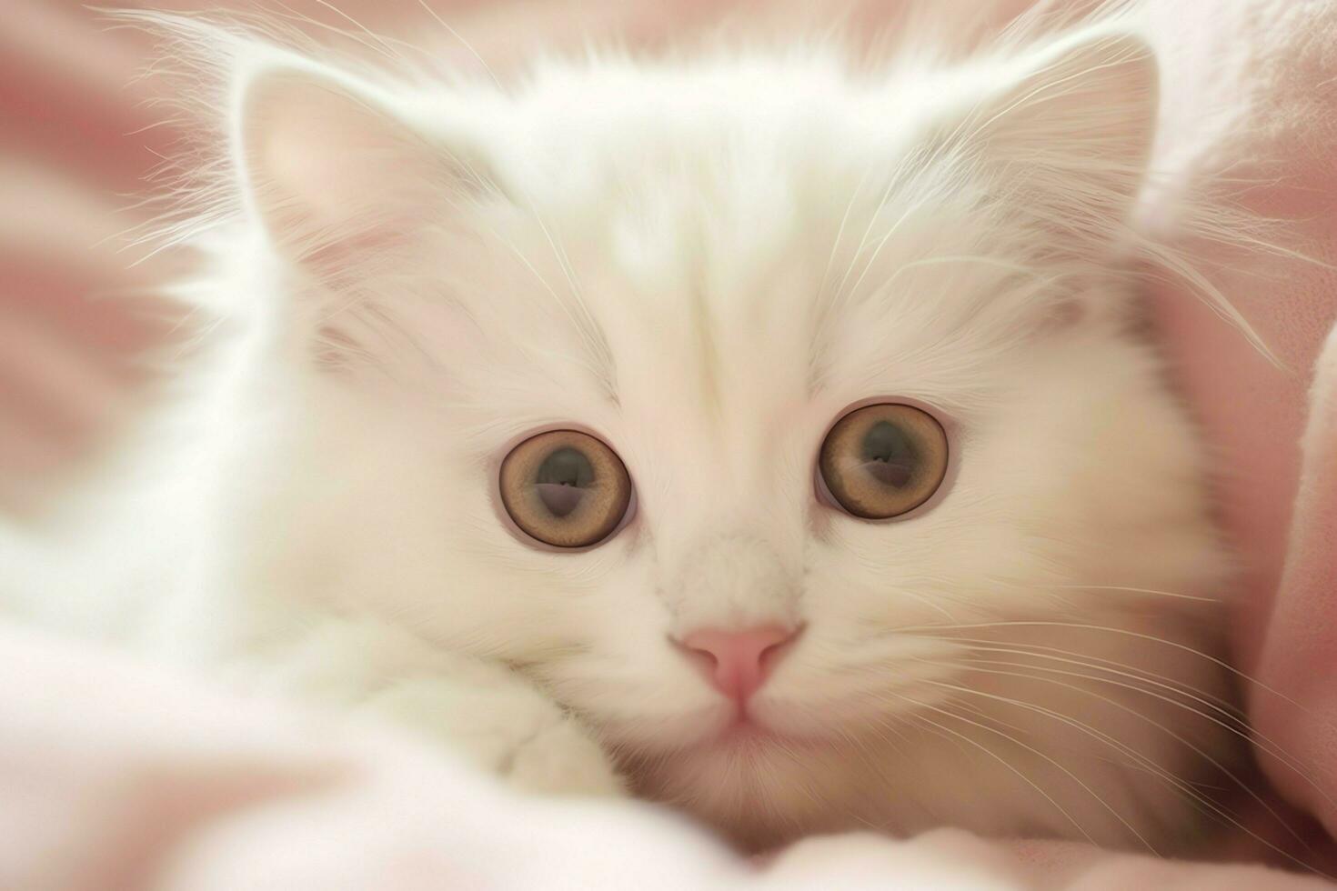 Cute small fluffy kitten with beautiful eyes is sitting or resting. British shorthair. Cat day concept by AI Generated photo