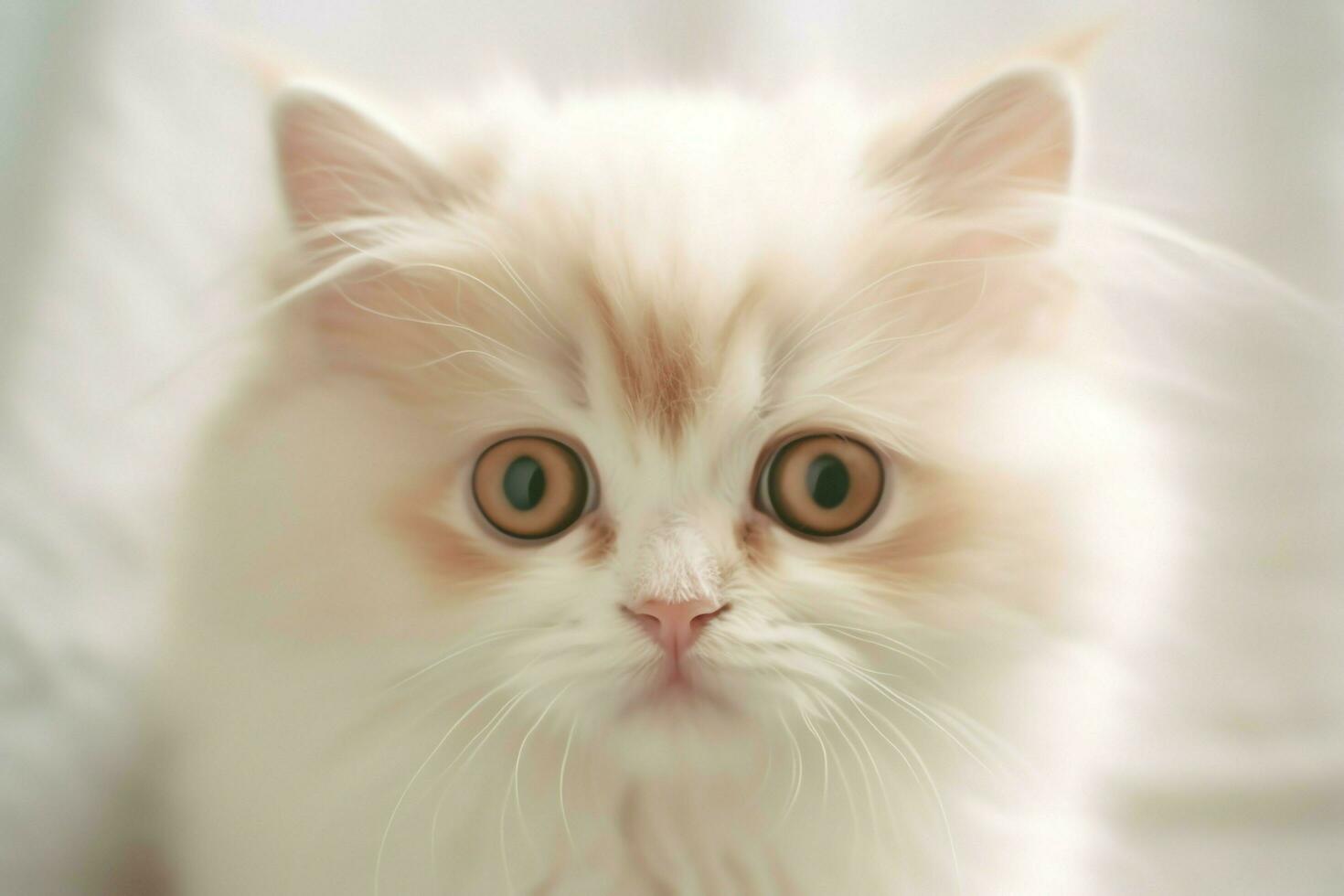 Cute small fluffy kitten with beautiful eyes is sitting or resting. British shorthair. Cat day concept by AI Generated photo