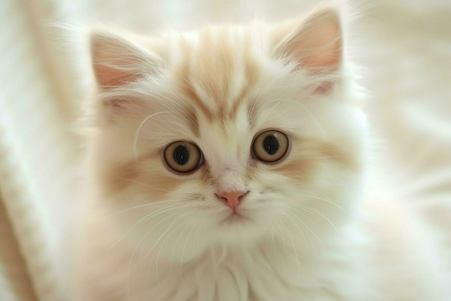 Cute small fluffy kitten with beautiful eyes is sitting or resting. British shorthair. Cat day concept by AI Generated photo