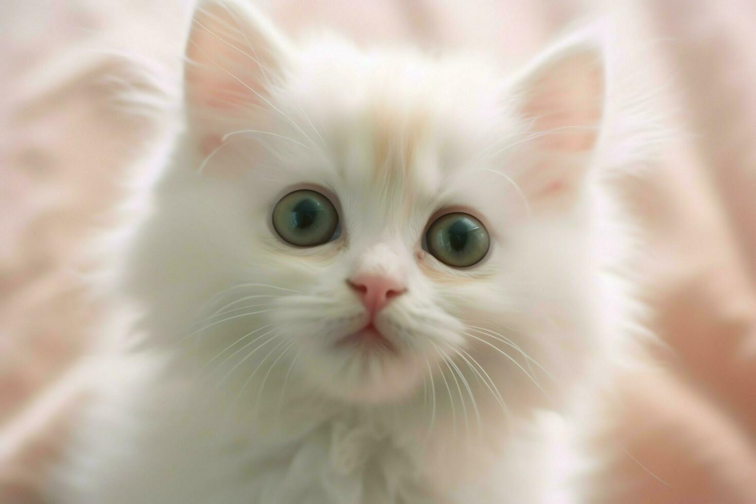 Cute small fluffy kitten with beautiful eyes is sitting or resting. British shorthair. Cat day concept by AI Generated photo
