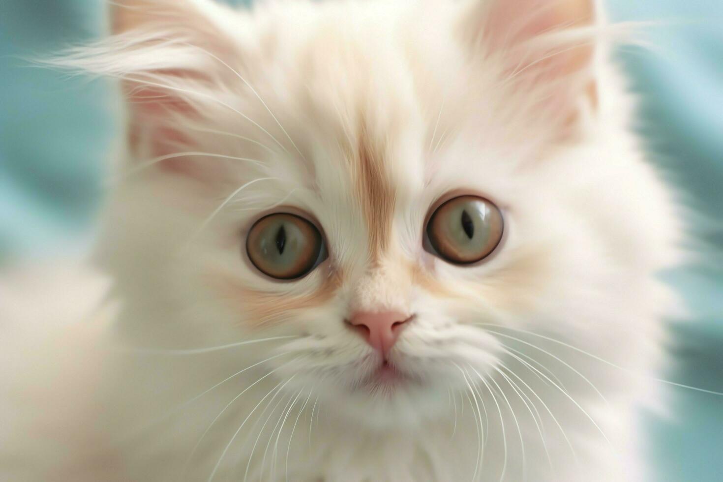 Cute small fluffy kitten with beautiful eyes is sitting or resting. British shorthair. Cat day concept by AI Generated photo