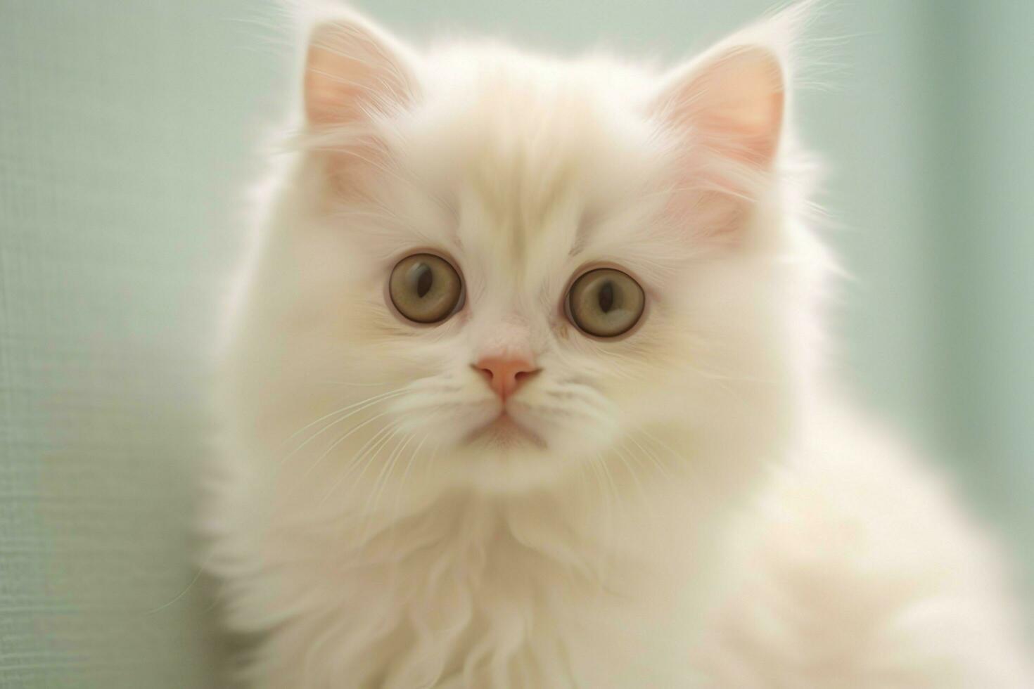Cute small fluffy kitten with beautiful eyes is sitting or resting. British shorthair. Cat day concept by AI Generated photo