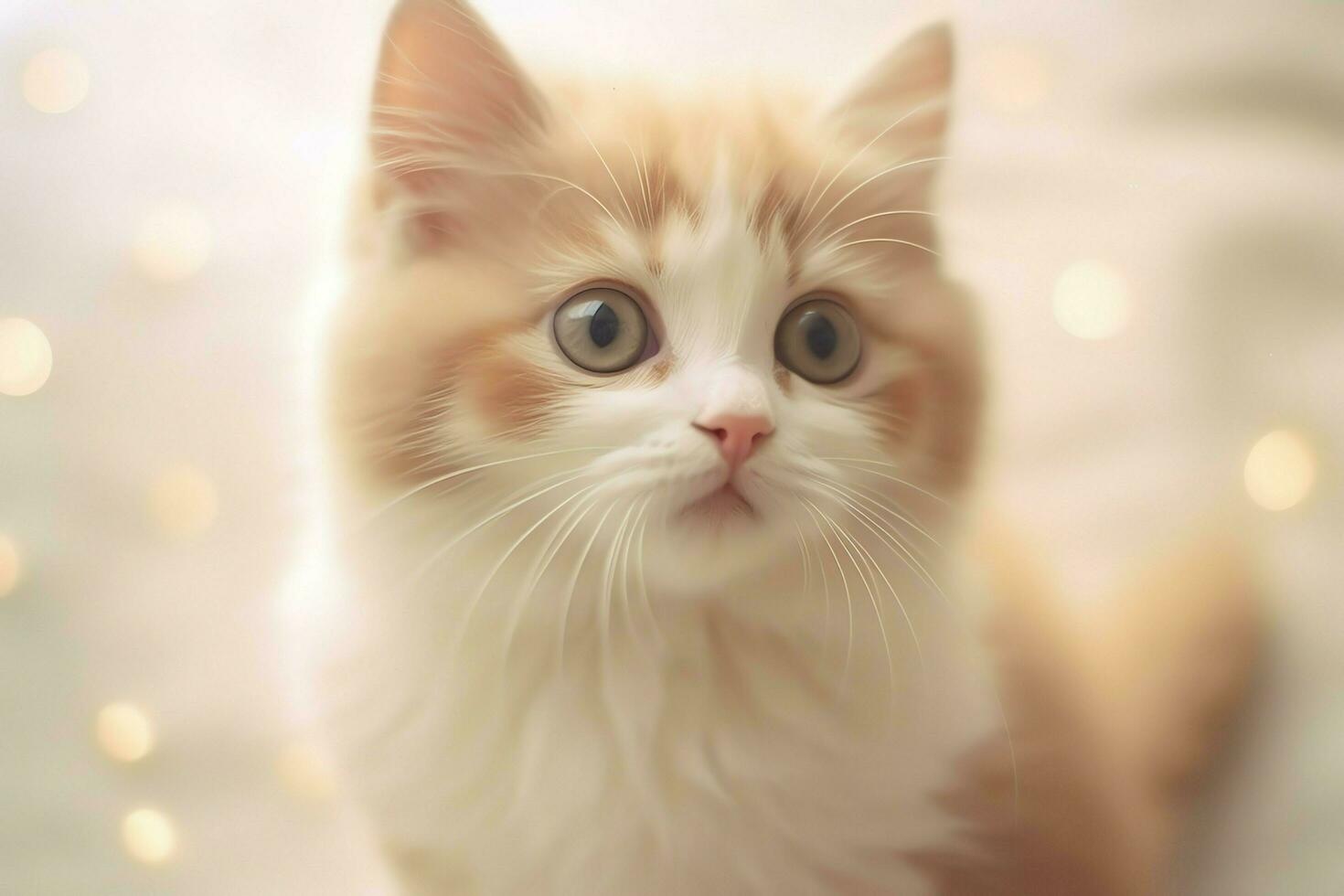 Cute small fluffy kitten with beautiful eyes is sitting or resting. British shorthair. Cat day concept by AI Generated photo