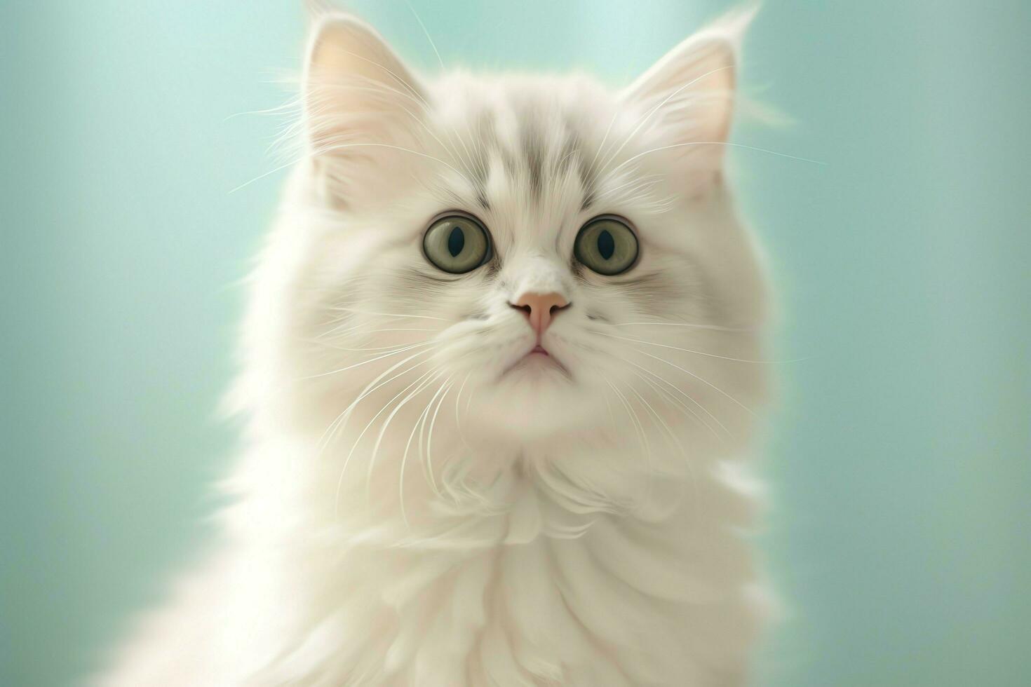 Cute small fluffy kitten with beautiful eyes is sitting or resting. British shorthair. Cat day concept by AI Generated photo