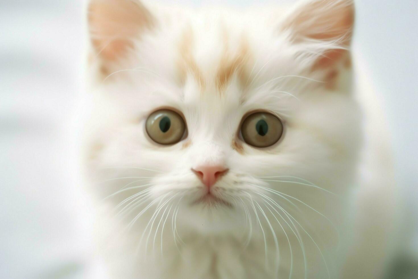 Cute small fluffy kitten with beautiful eyes is sitting or resting. British shorthair. Cat day concept by AI Generated photo