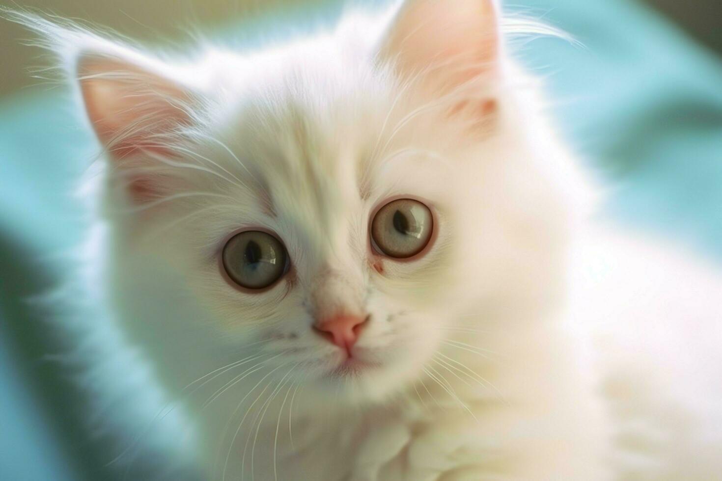 Cute small fluffy kitten with beautiful eyes is sitting or resting. British shorthair. Cat day concept by AI Generated photo