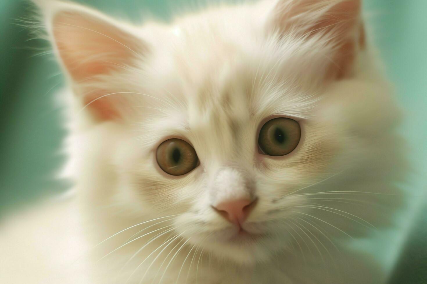 Cute small fluffy kitten with beautiful eyes is sitting or resting. British shorthair. Cat day concept by AI Generated photo
