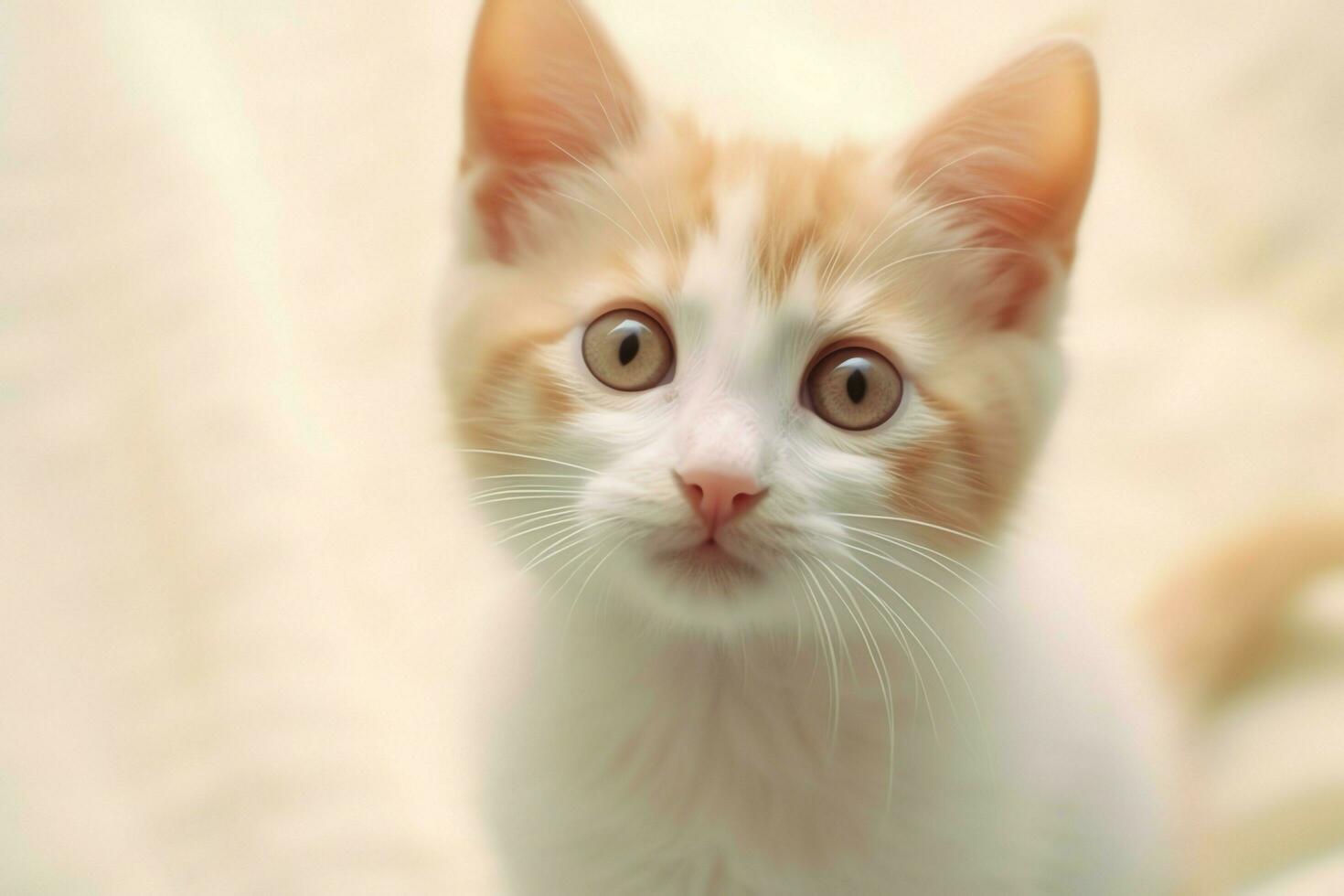 Cute small fluffy kitten with beautiful eyes is sitting or resting. British shorthair. Cat day concept by AI Generated photo