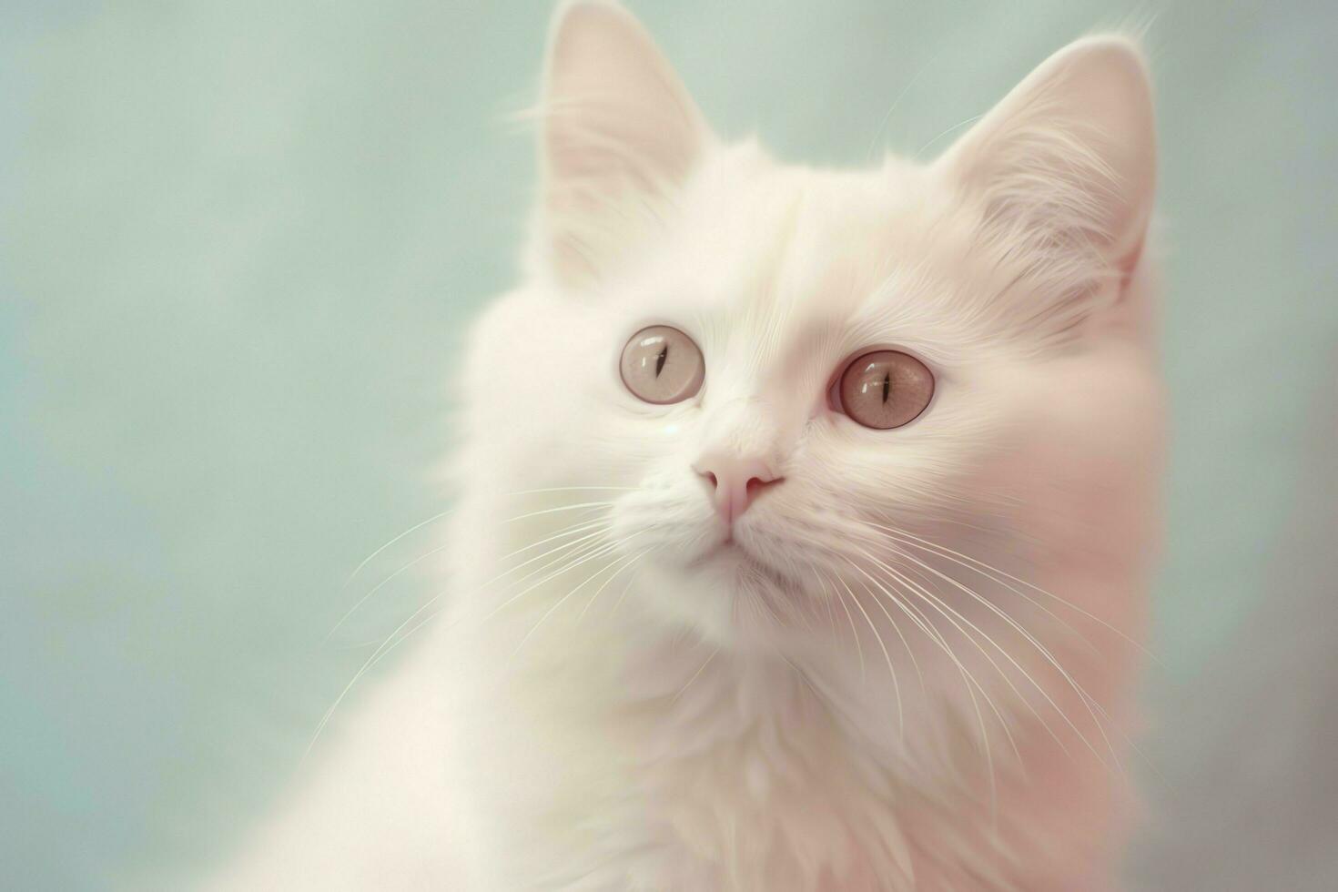 Cute small fluffy kitten with beautiful eyes is sitting or resting. British shorthair. Cat day concept by AI Generated photo