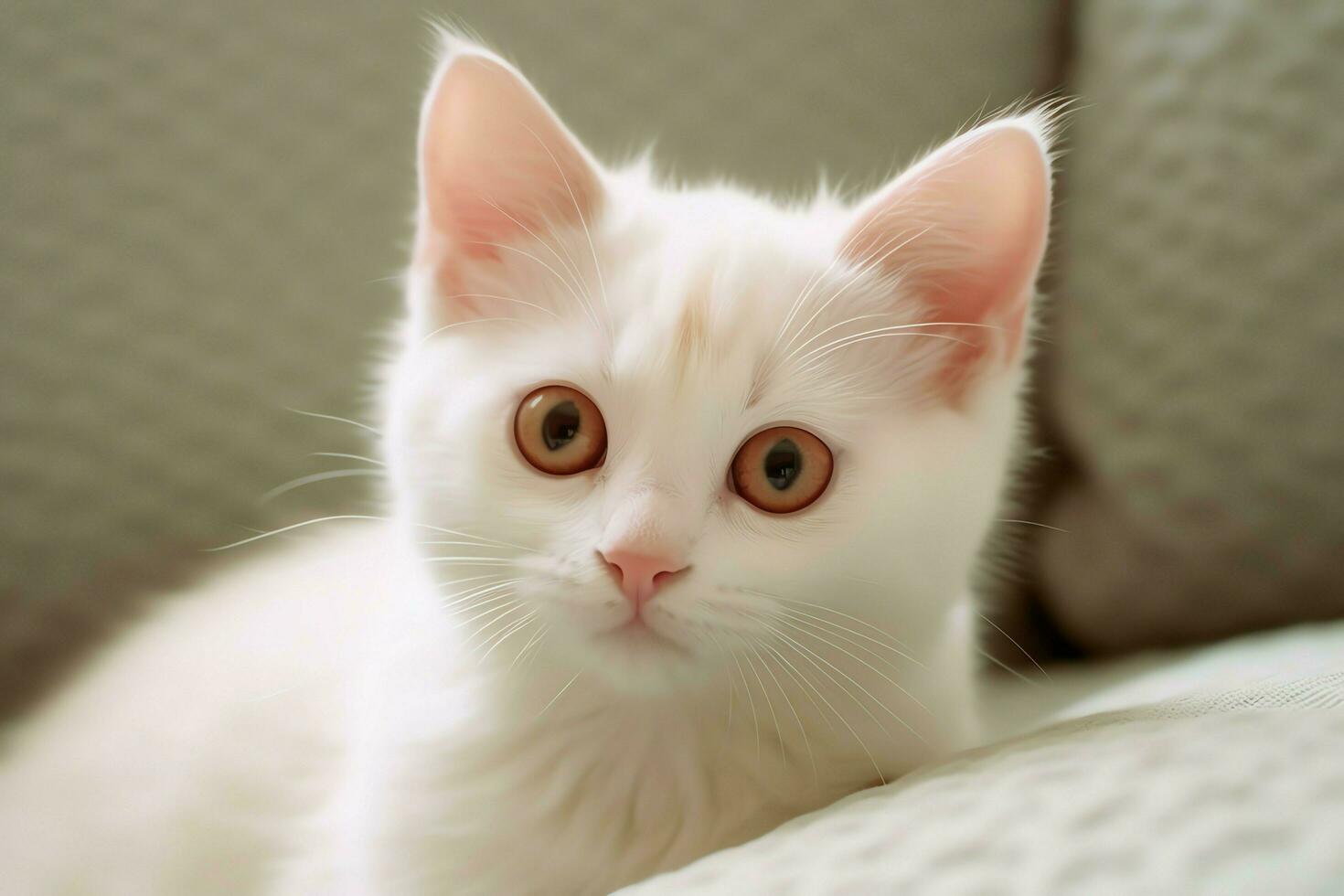 Cute small fluffy kitten with beautiful eyes is sitting or resting. British shorthair. Cat day concept by AI Generated photo