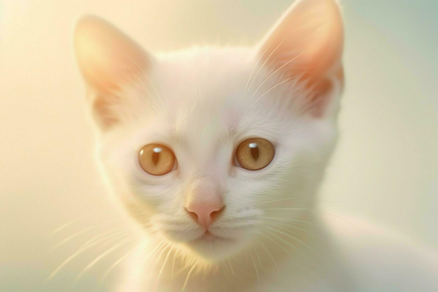 Cute small fluffy kitten with beautiful eyes is sitting or resting. British shorthair. Cat day concept by AI Generated photo