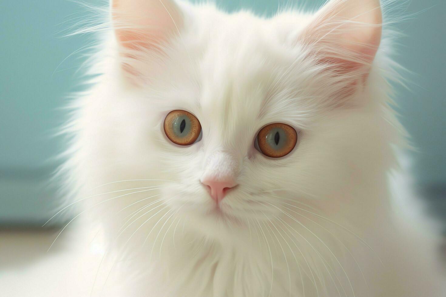 Cute small fluffy kitten with beautiful eyes is sitting or resting. British shorthair. Cat day concept by AI Generated photo