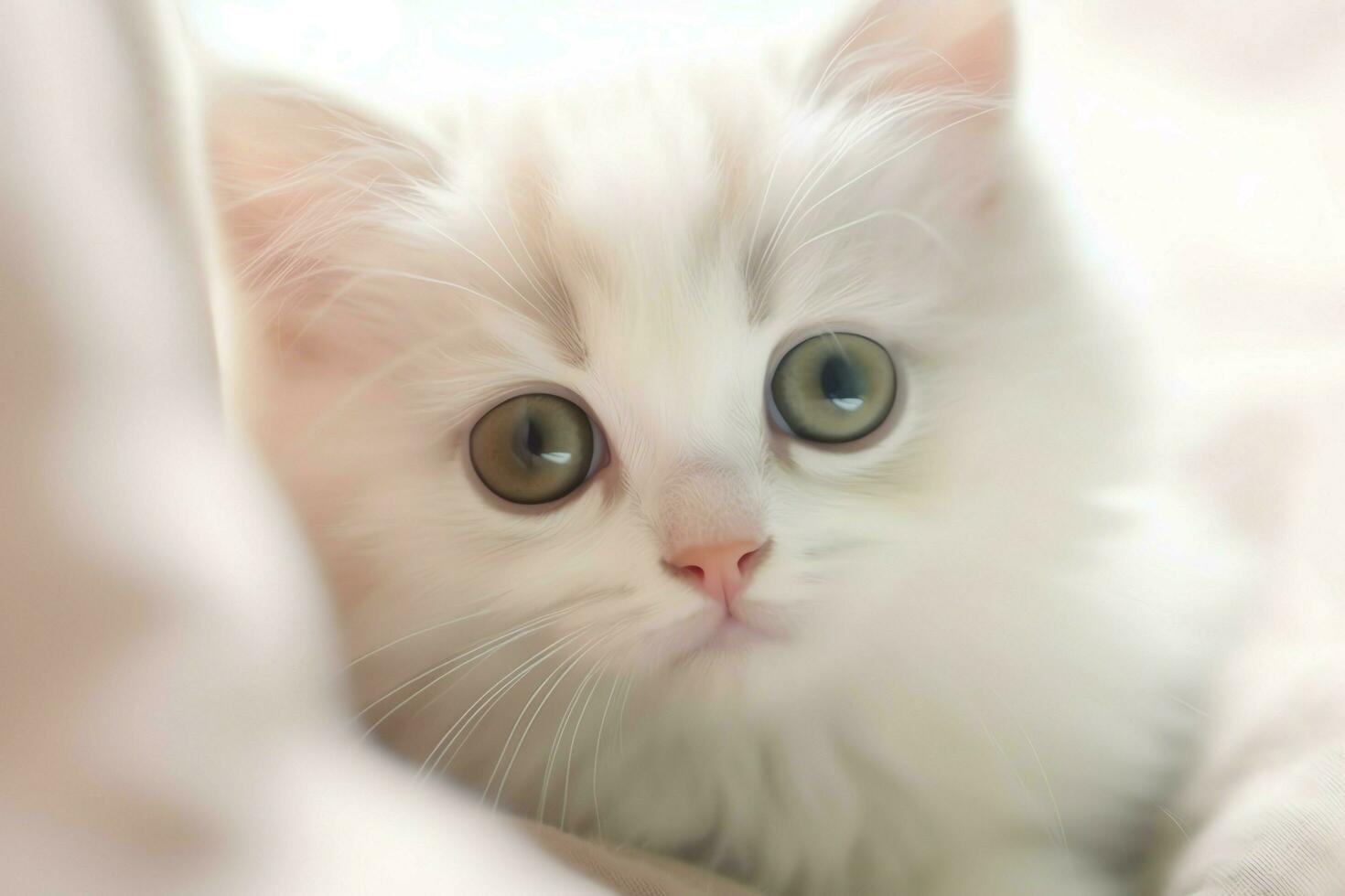 Cute small fluffy kitten with beautiful eyes is sitting or resting. British shorthair. Cat day concept by AI Generated photo