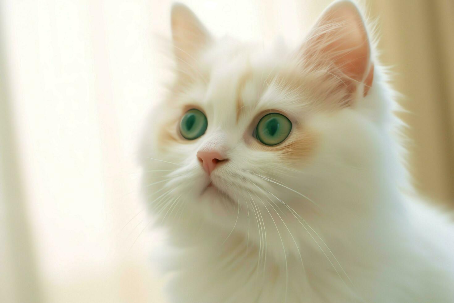 Cute small fluffy kitten with beautiful eyes is sitting or resting. British shorthair. Cat day concept by AI Generated photo