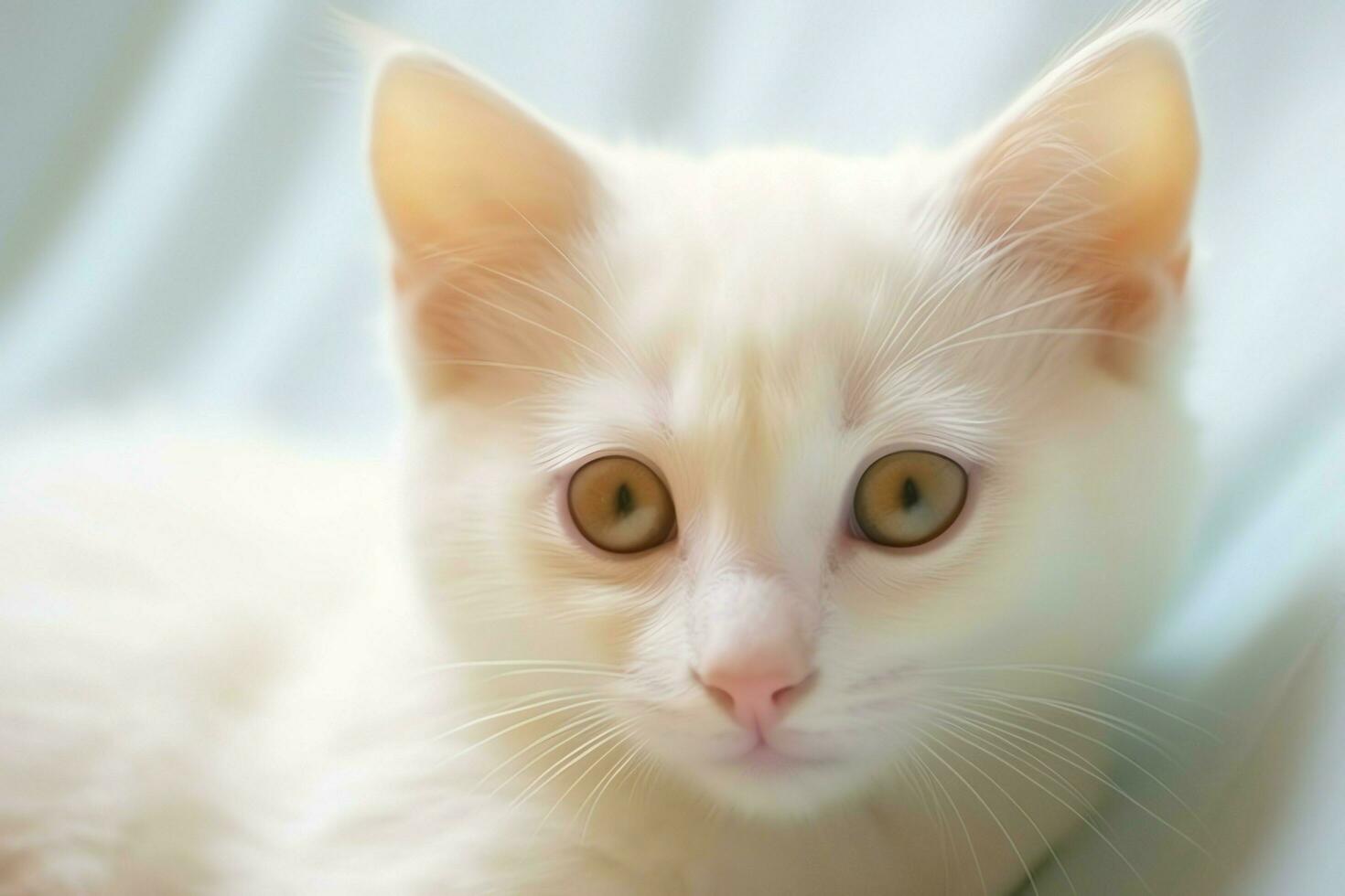 Cute small fluffy kitten with beautiful eyes is sitting or resting. British shorthair. Cat day concept by AI Generated photo