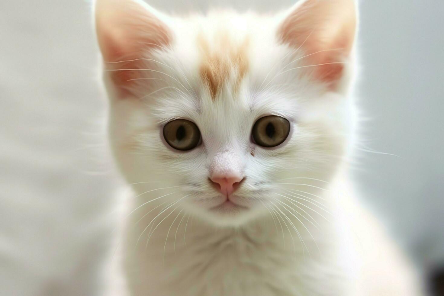 Cute small fluffy kitten with beautiful eyes is sitting or resting. British shorthair. Cat day concept by AI Generated photo