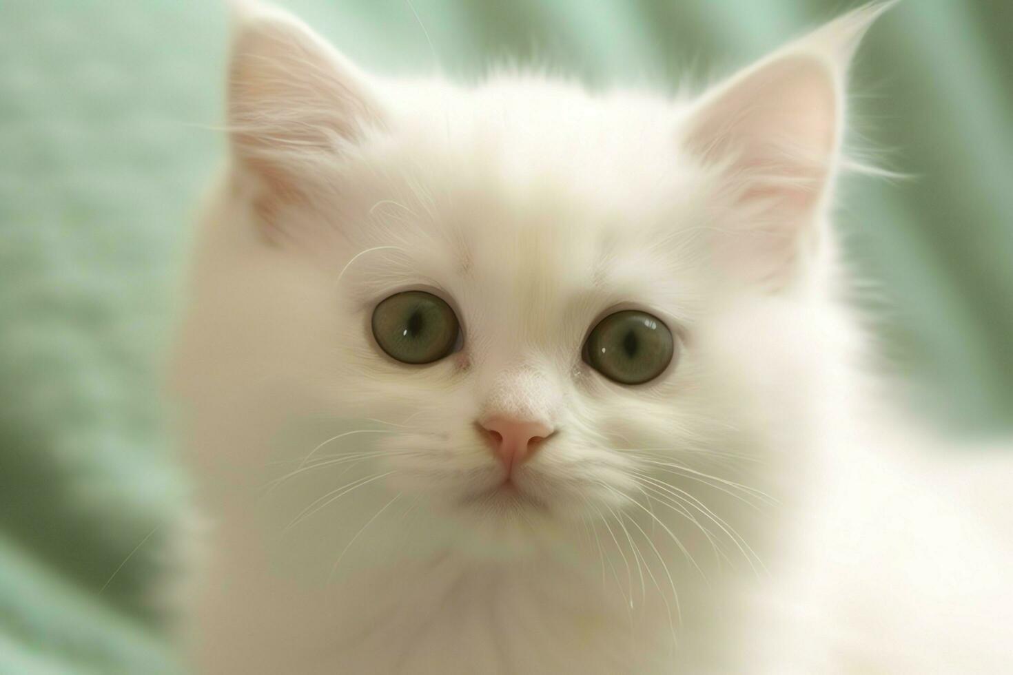 Cute small fluffy kitten with beautiful eyes is sitting or resting. British shorthair. Cat day concept by AI Generated photo