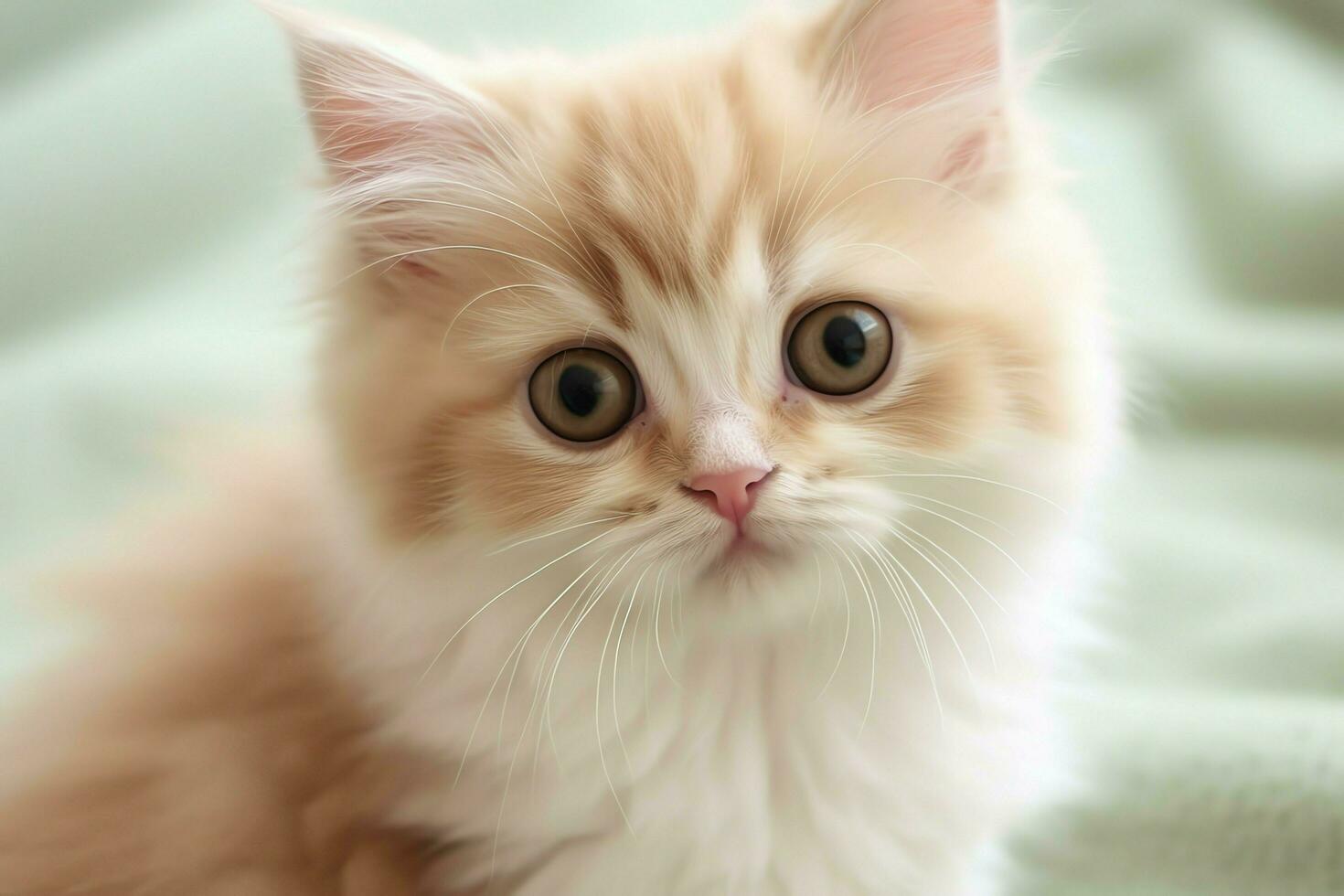 Cute small fluffy kitten with beautiful eyes is sitting or resting. British shorthair. Cat day concept by AI Generated photo
