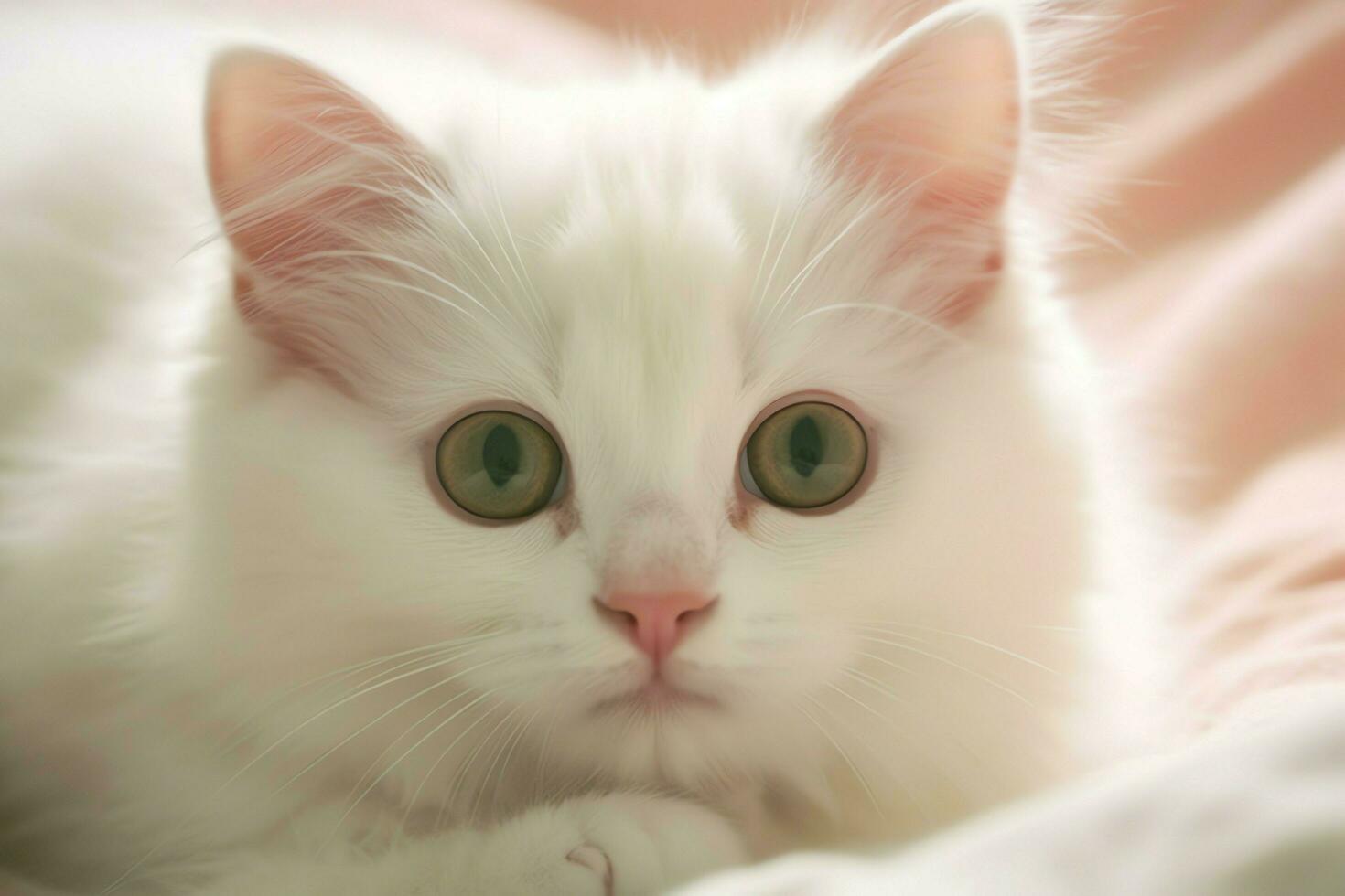 Cute small fluffy kitten with beautiful eyes is sitting or resting. British shorthair. Cat day concept by AI Generated photo