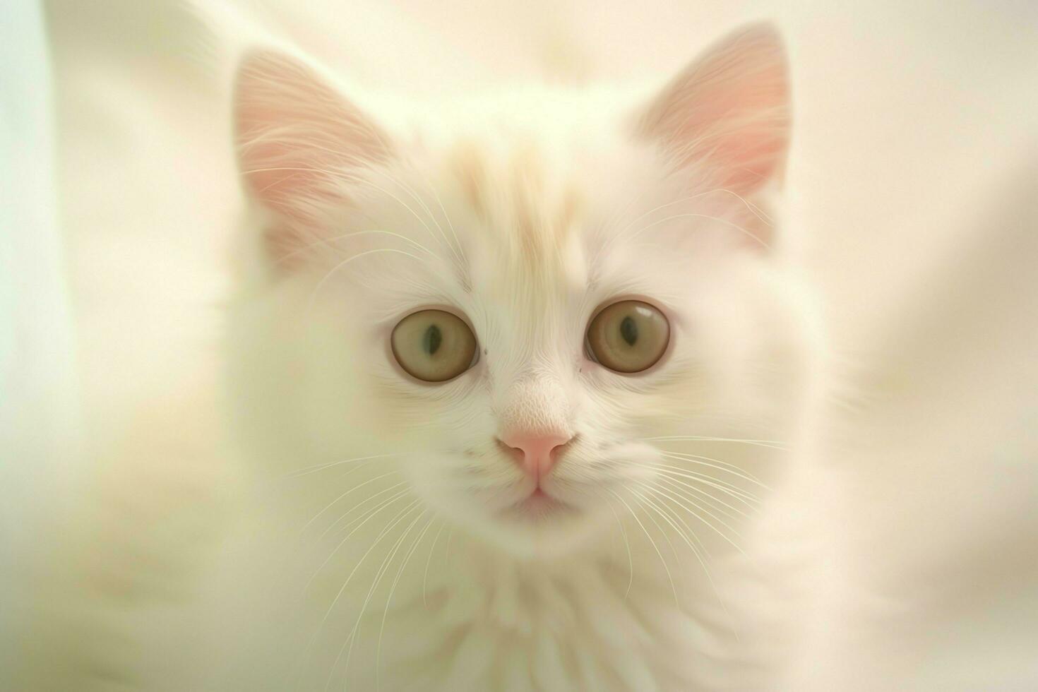 Cute small fluffy kitten with beautiful eyes is sitting or resting. British shorthair. Cat day concept by AI Generated photo