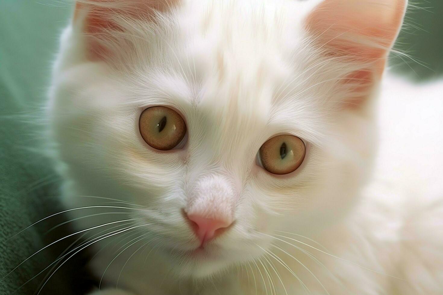 Cute small fluffy kitten with beautiful eyes is sitting or resting. British shorthair. Cat day concept by AI Generated photo