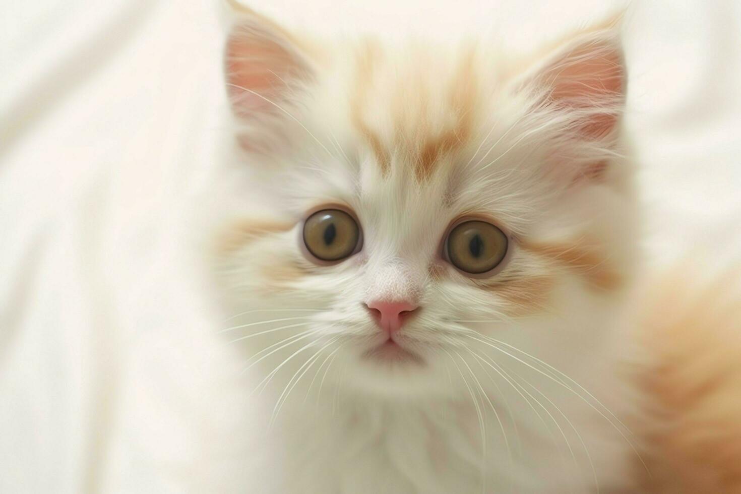 Cute small fluffy kitten with beautiful eyes is sitting or resting. British shorthair. Cat day concept by AI Generated photo